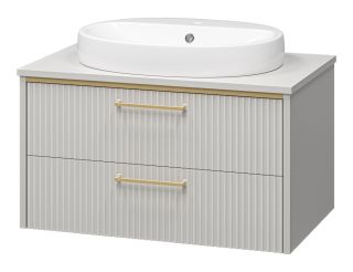 Подвесная тумба под раковину Brevita Elche ELC-01080-0502Я 80см серый кашемир/золото